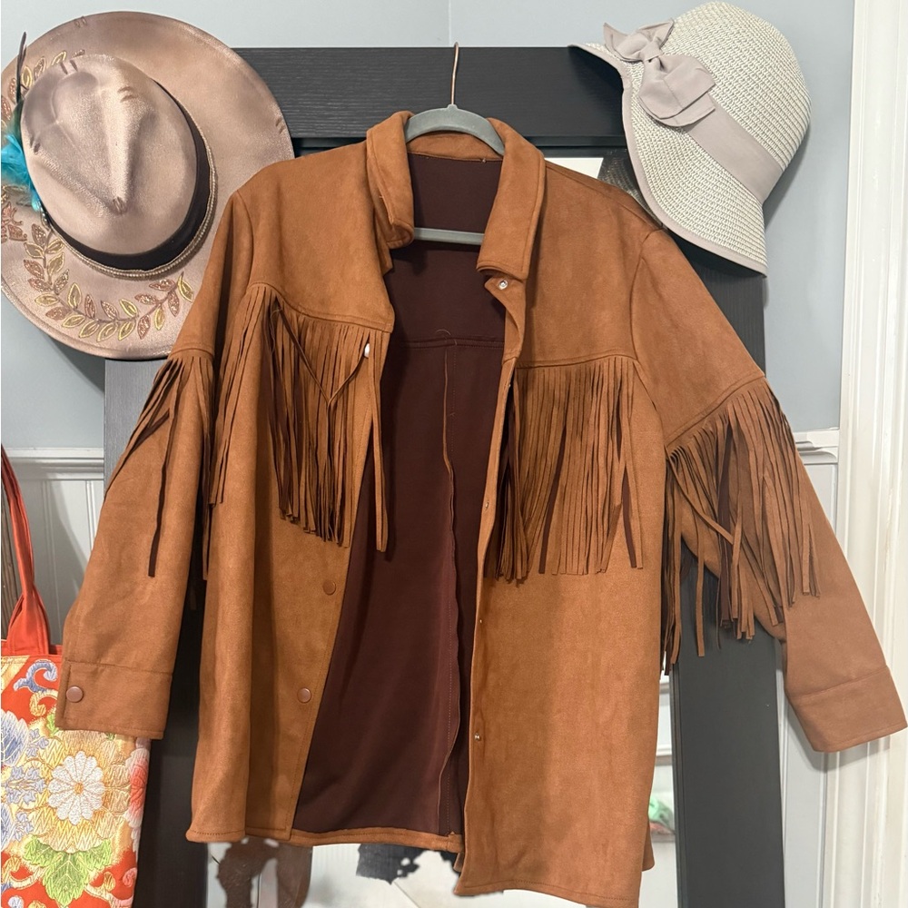 Faux Suede Fringed Jacket